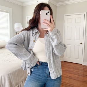 Flax Linen Shacket Baby Blue Size Small